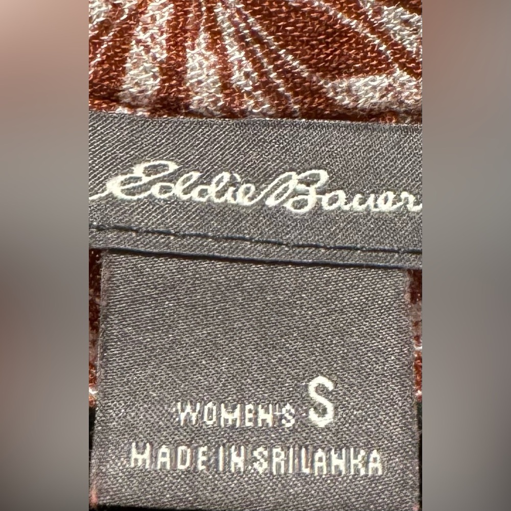 Eddie Bauer Shirt Womens Size S Brown Rivierah Tank Top Palm Print Blouse - Picture 6 of 7